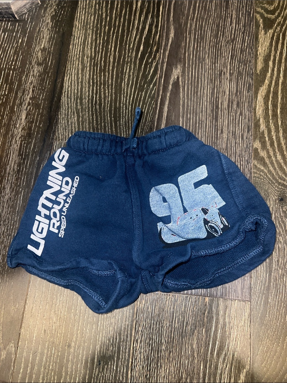Kids Navy Blue Graphic Lightning McQueen Shorts with Drawstring
